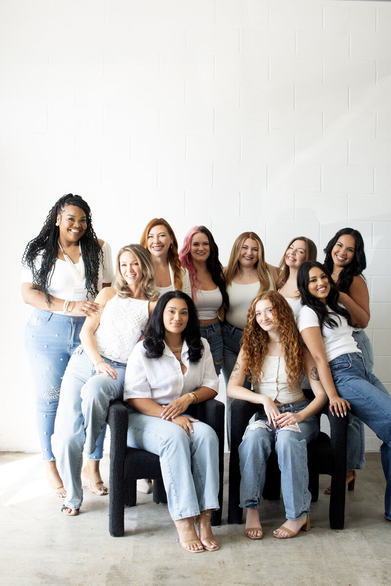 Group shot of Columbus wedding hair and makeup artists in Columbus OH, the team at The Lovely Artistry Collective.