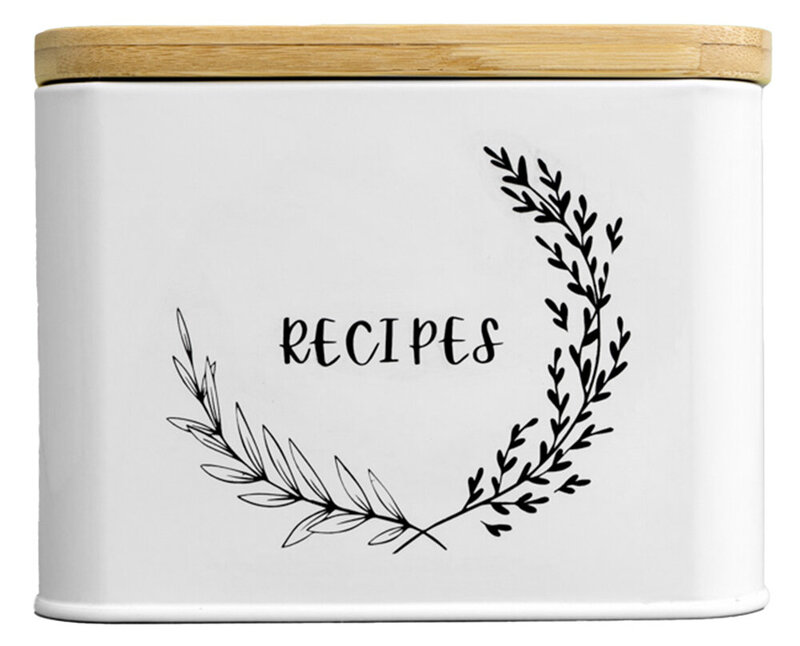 Wood Lid Recipe Box with Orgnaizers