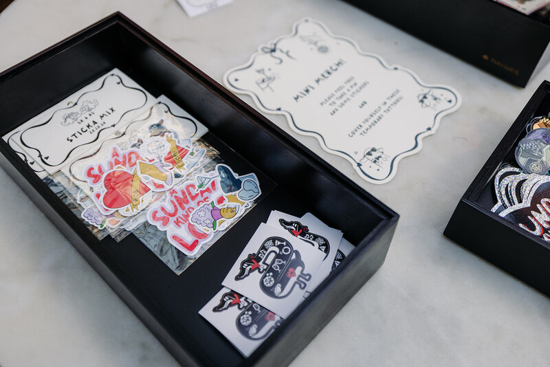 Temporary tattoos for wedding guests at a wedding at Roberta's in Dublin, Ireland