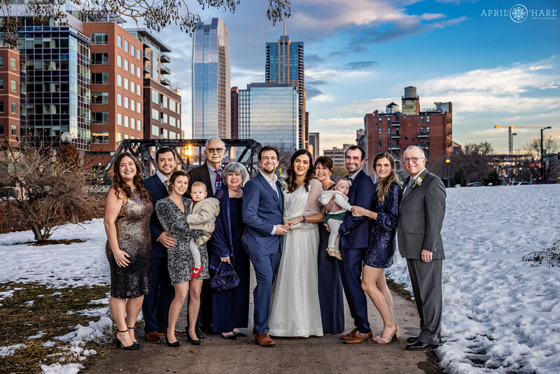 Family Formals Near Cherry Creek at a Coohills Wedding During Winter