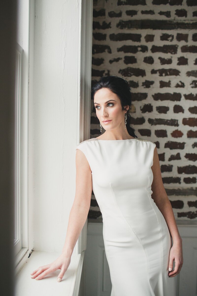 high neck open back wedding dress