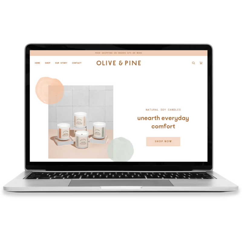Olive + Pine Website on laptop - Woven Copy Studio