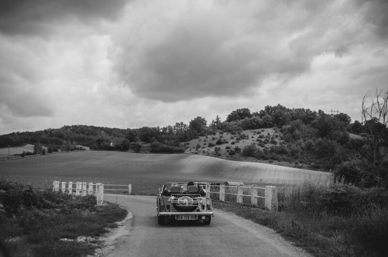 wedding car countryside