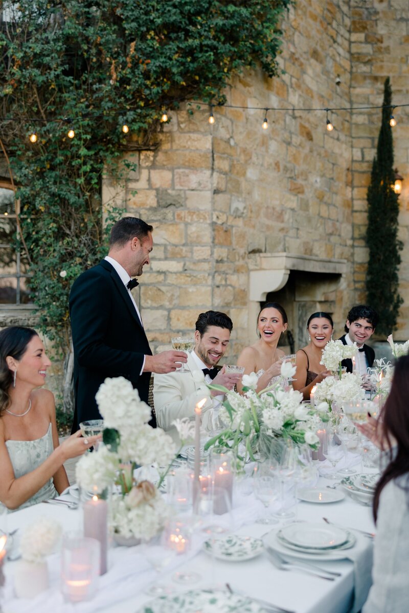 Al Fresco wedding reception at Sunstone Villa with Best Man giving a speech