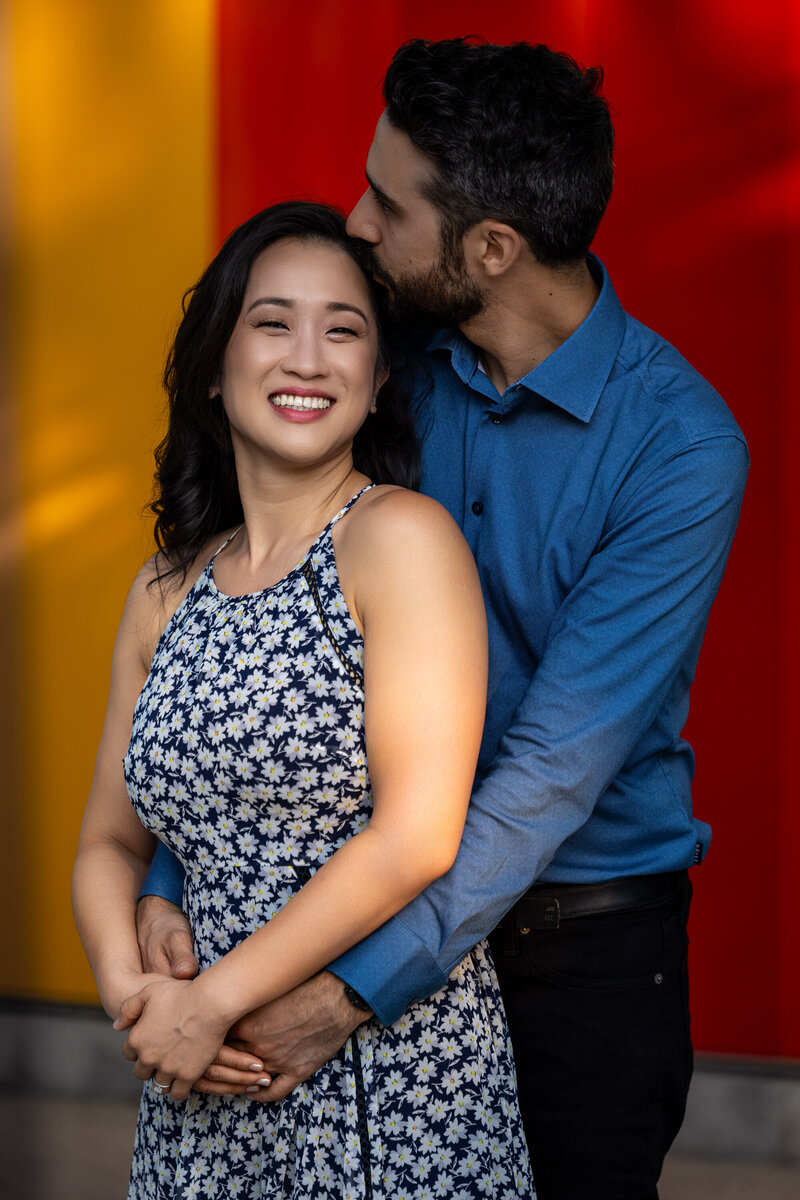 Happy couple during engagement photoshoot in Montreal - Montreal photographer