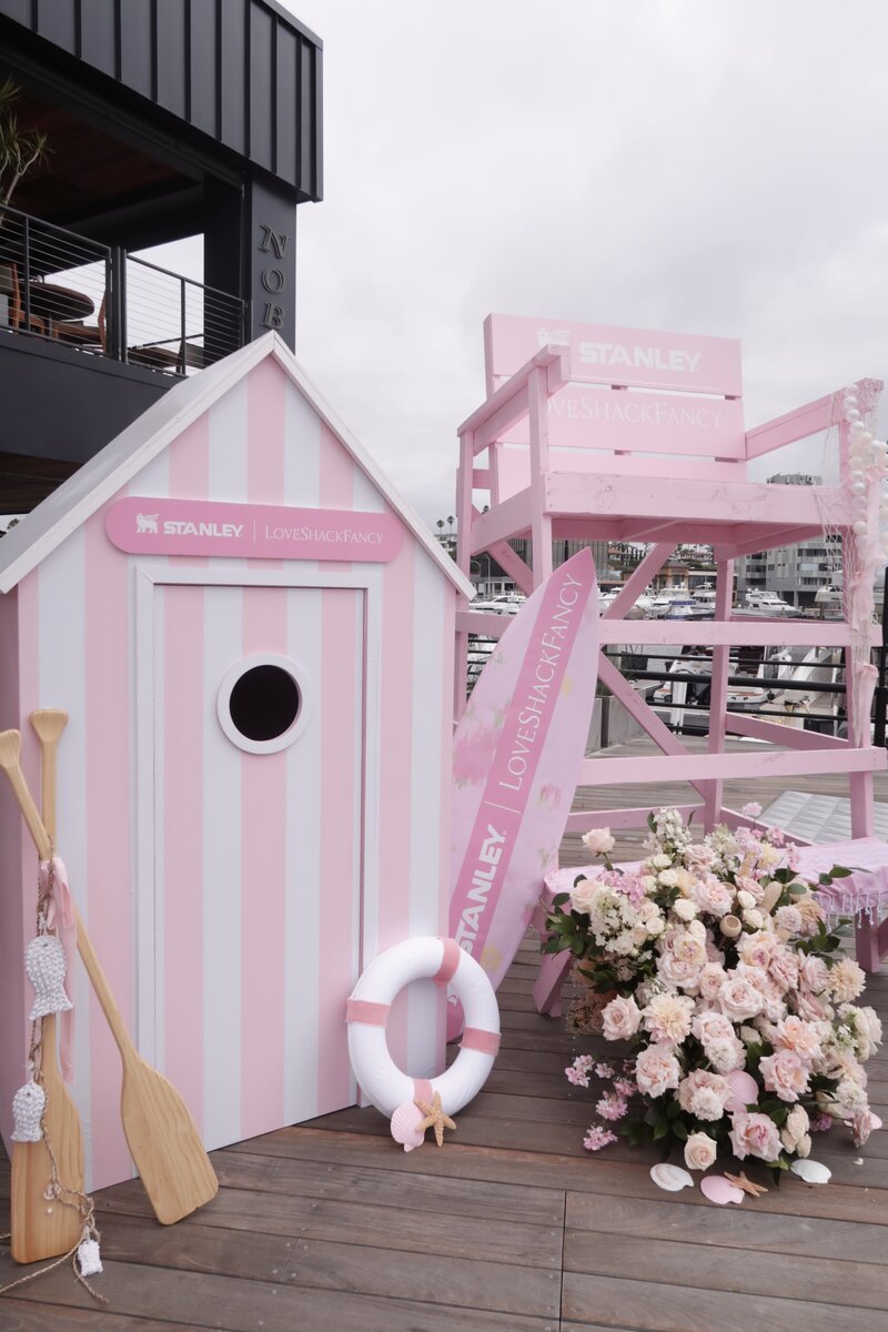 LoveShackFancy waterfront installation by The Works Collective | experiential event design in Newport Beach, California.
