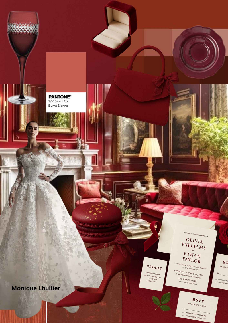 Mood board of 2026 trend color designed by ECLAT Destination Weddings Vienna
