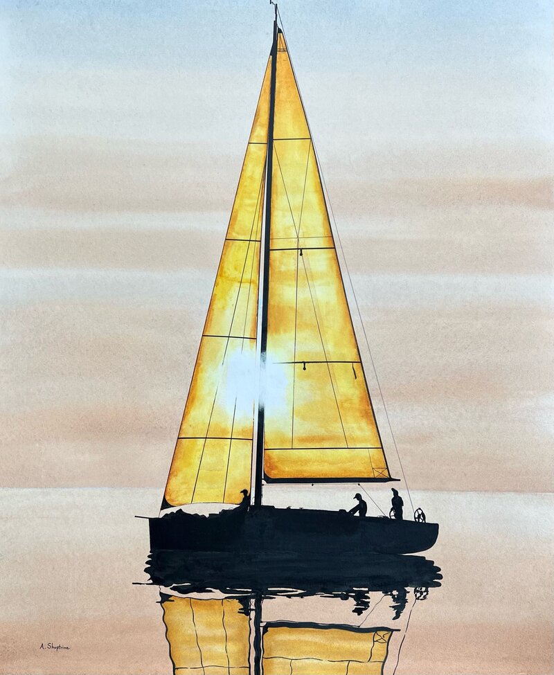 The Golden Hour © Alan Shuptrine, watercolor, 33 X 27 inches large