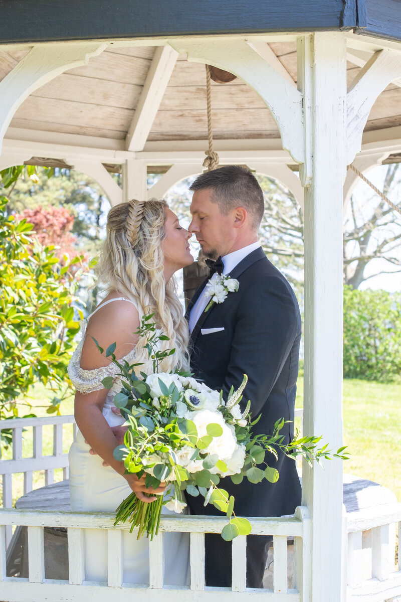 Bride & Groom Intimate Moment in Gazebo after Traditional Weddig - Jennifer Mummert Photography