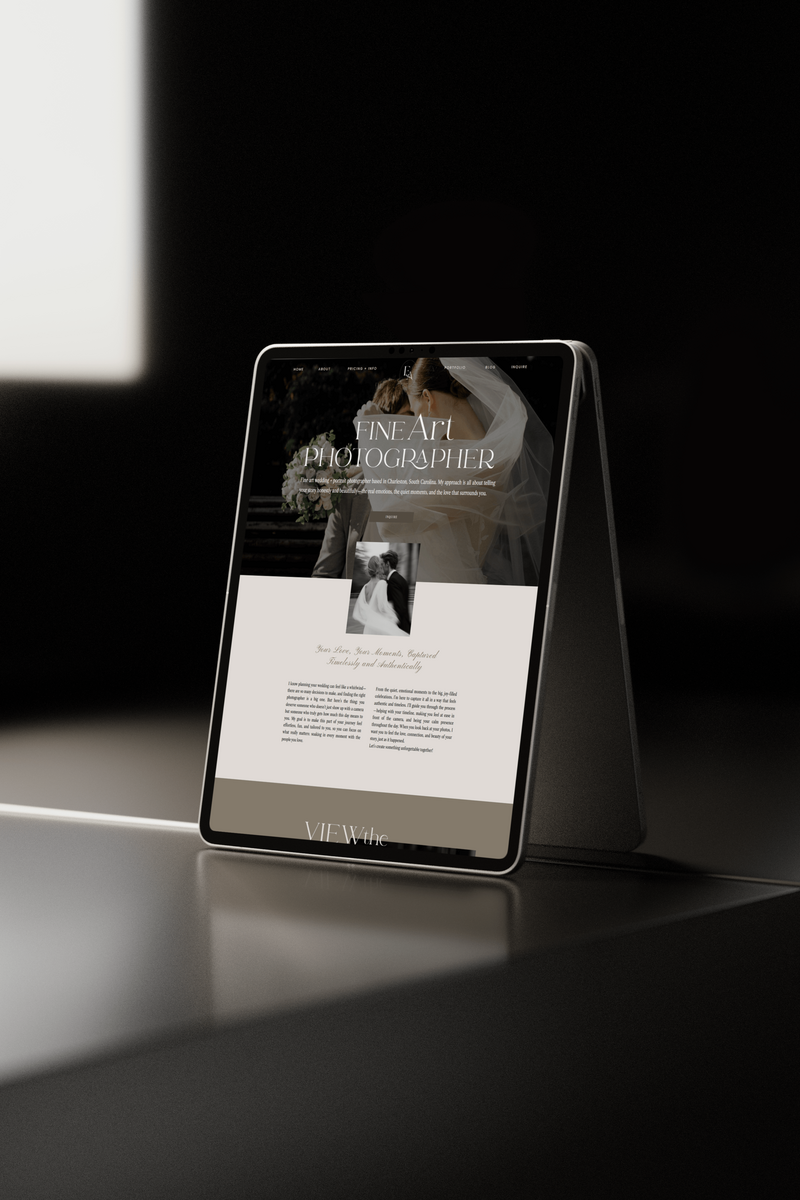 Emma Showit website template for photographers featuring a modern, elegant design—perfect for wedding and editorial portfolios that attract dream clients.