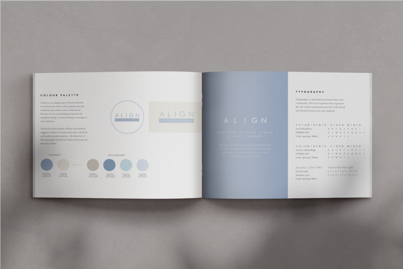 Brand Guidelines or Style Guide for Align Pilates logo