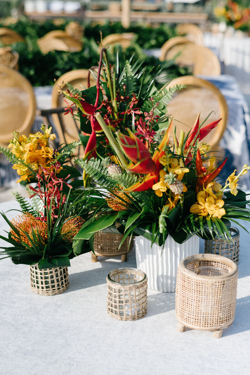 Florida beach wedding reception table