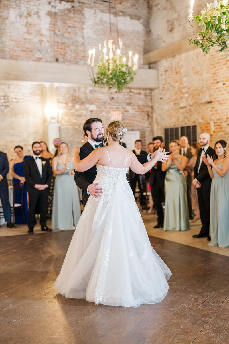 Bride and groom dancing at a black tie Pittsburgh wedding