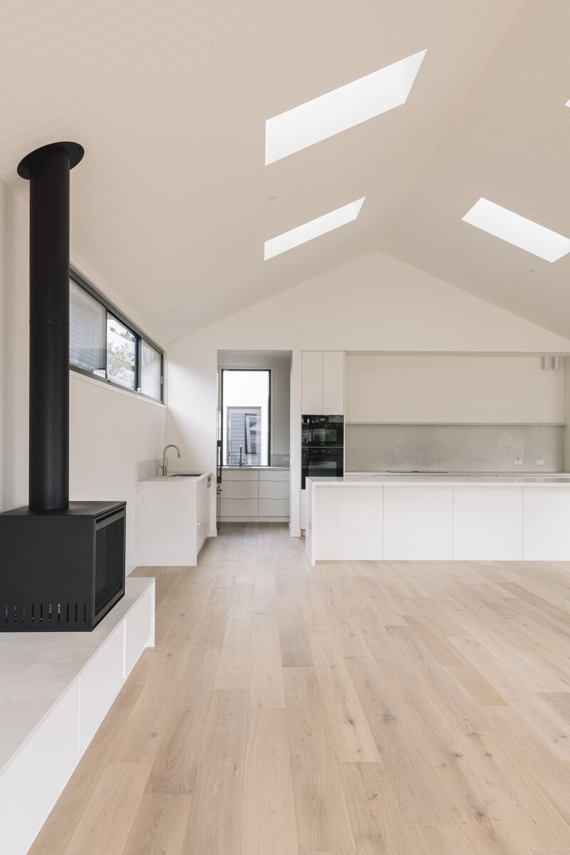 Open plan living and kitchen in a custom home build in Geelong