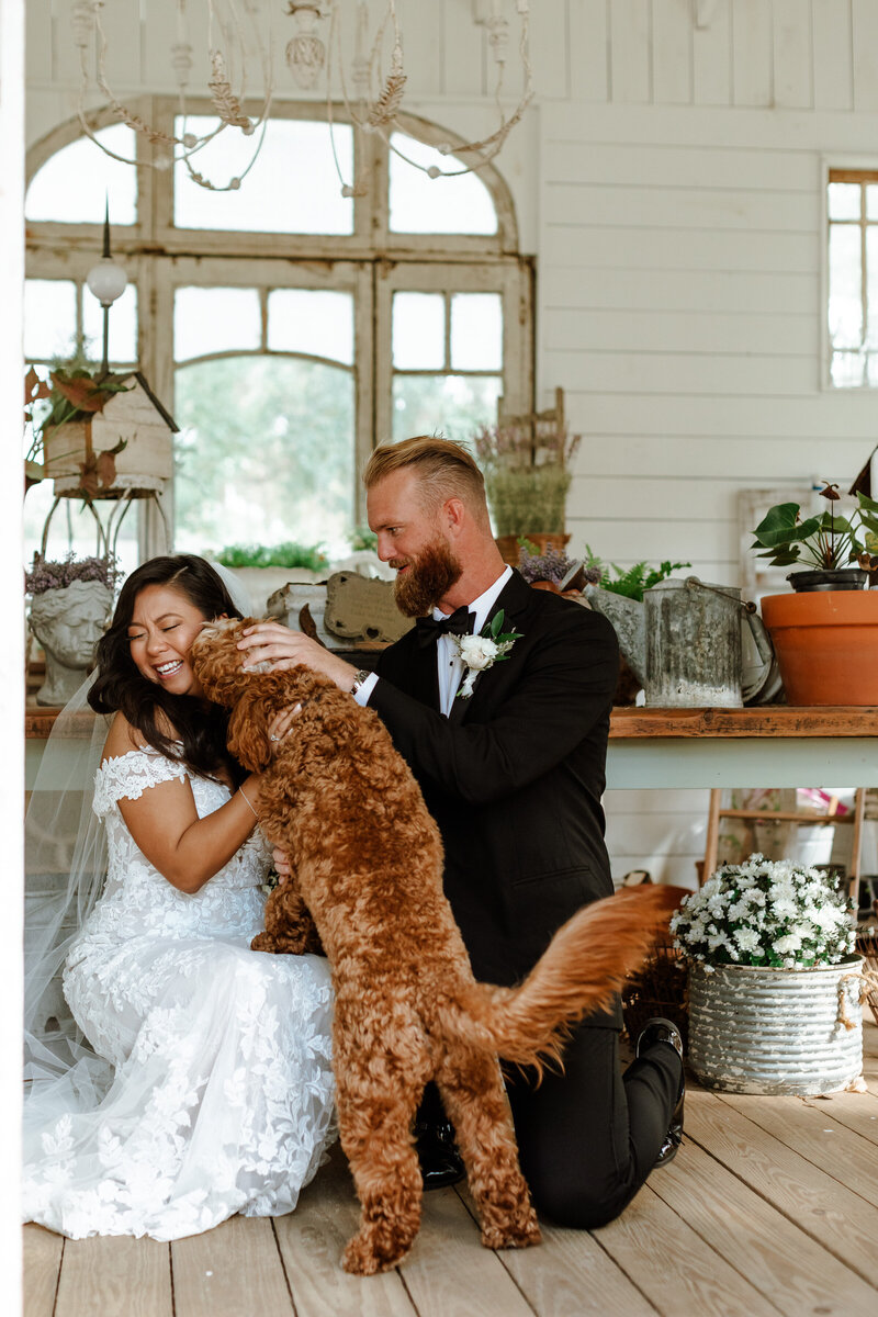 Bride Groom and Pet Wedding Photo