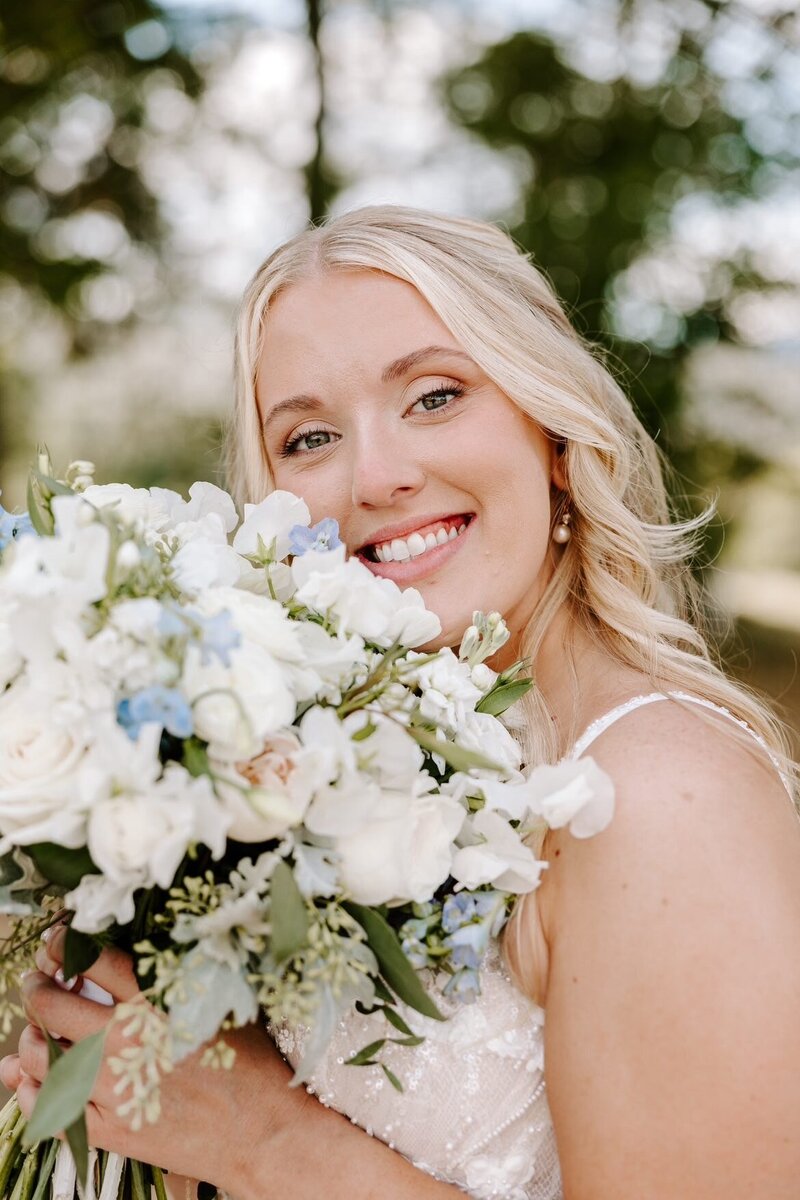 new Hampshire bride with pink cheeks