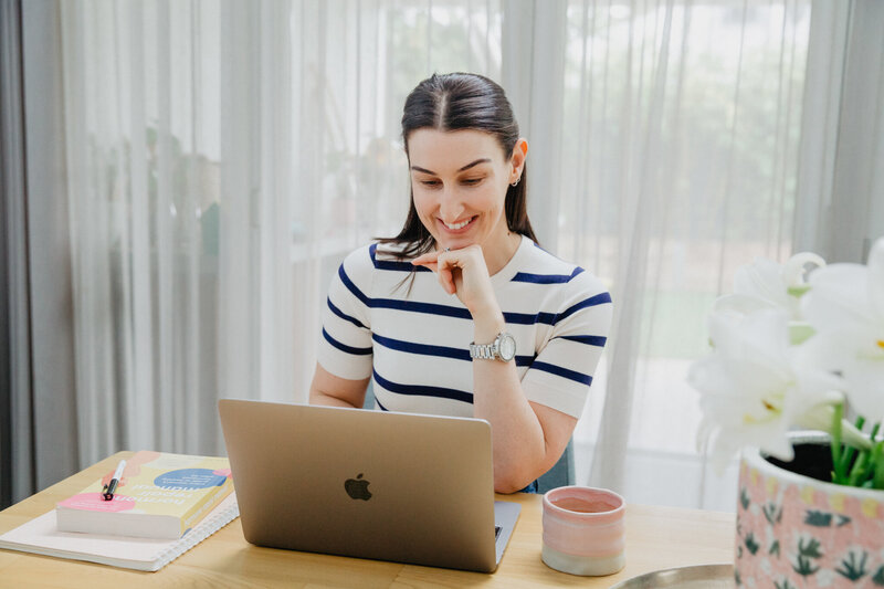 Jade Harman is a clinical Nutritionist, in her home in her kitchen, in Perth, delivering an online weight loss program