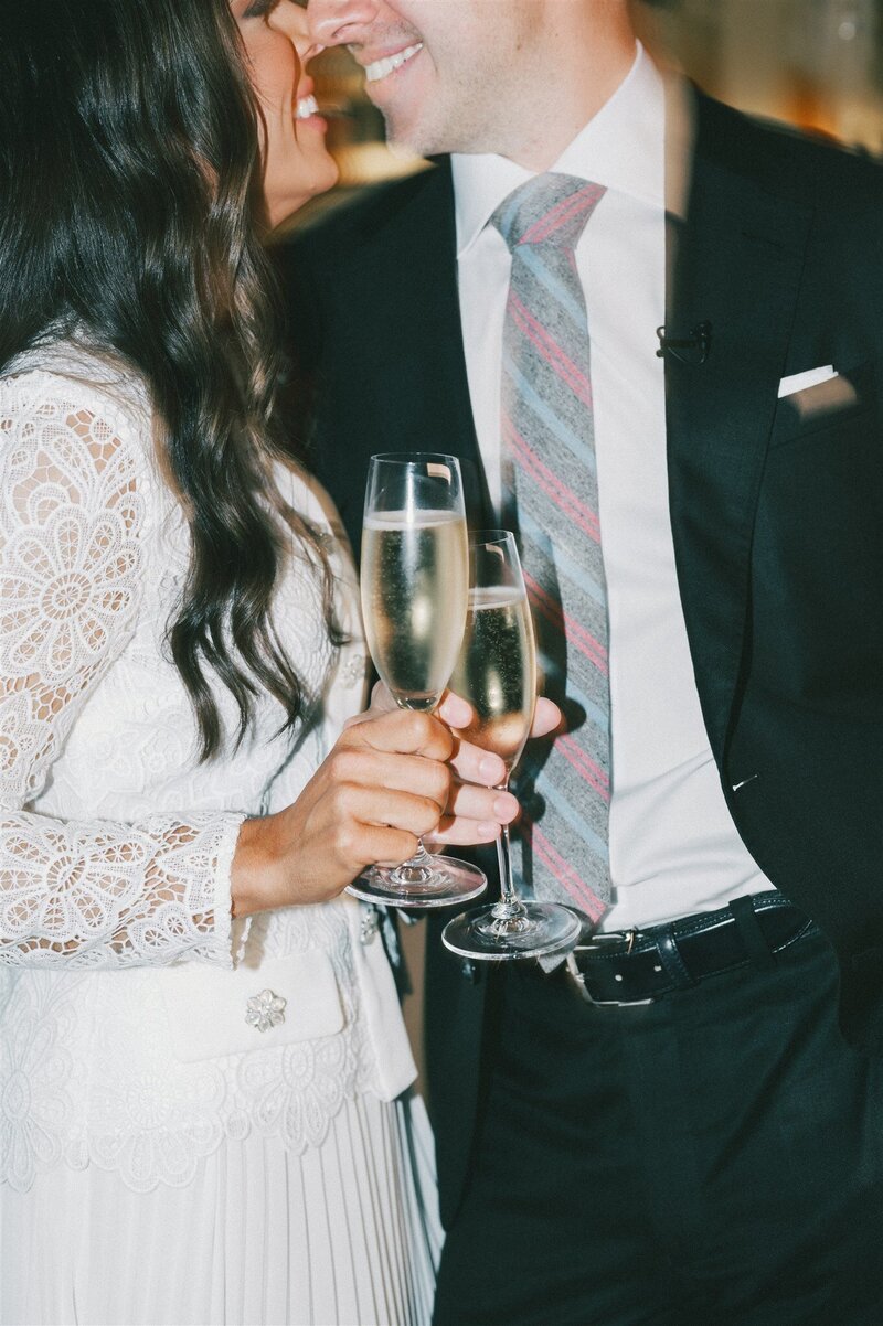 Contemporary Fall Wedding with Peach-Emerald Color Palette at the Renowned Designer Restaurant, Detroit MI