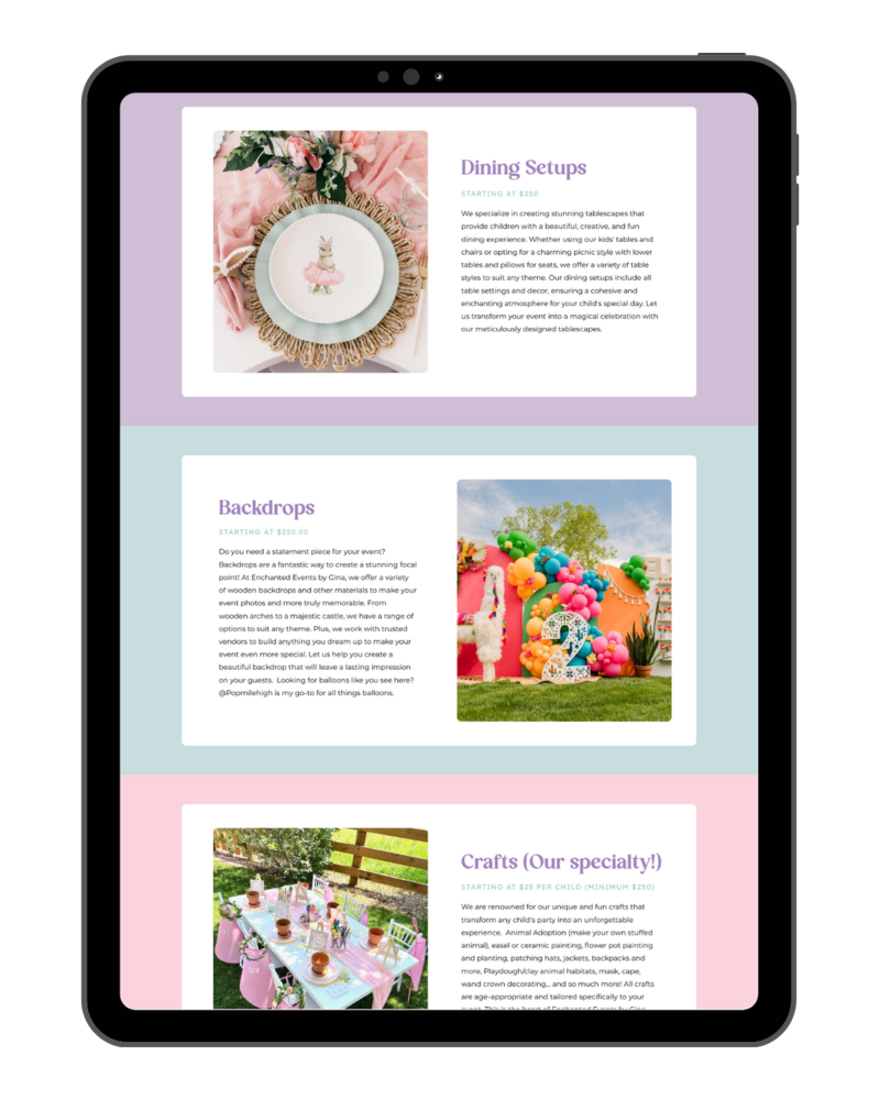Luxury Kids Event Planner Website