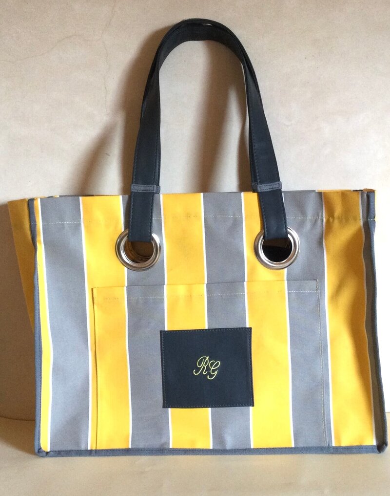 Cabas Courses Toile JAUNE-GRIS