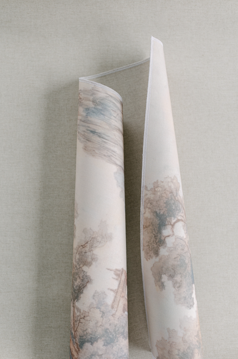 European linen mat for styling soft-toned wedding details and invitation suites
