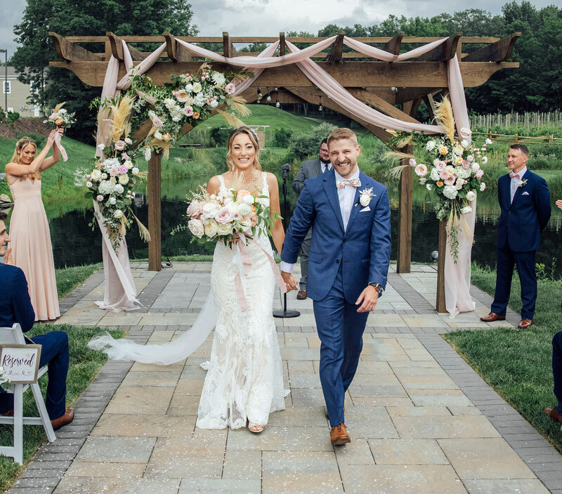 Bear Brook Valley Wedding | Bride and Groom Walking Down the Aisle | Annandale, New Jersey