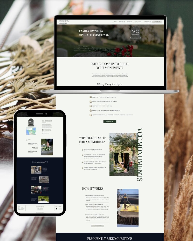 VCC monuments website mockup