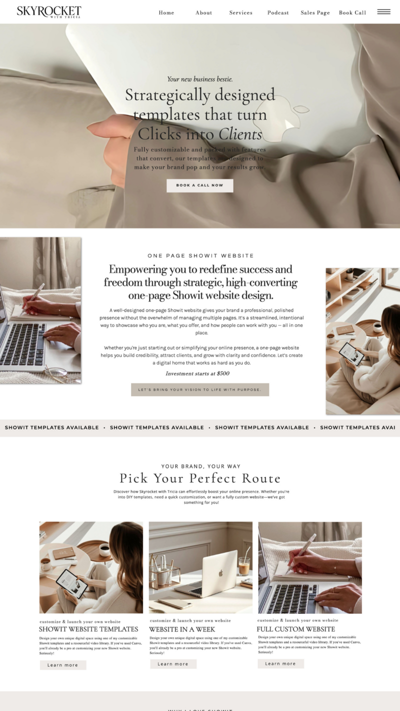 Modern Showit Templates for Coaches