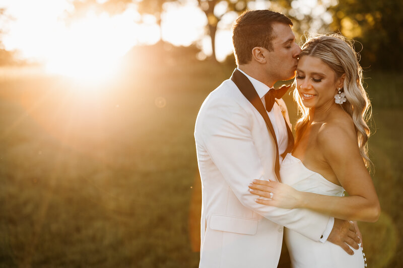 Photo of married couple at outdoor front patio at The Eloise during golden hour