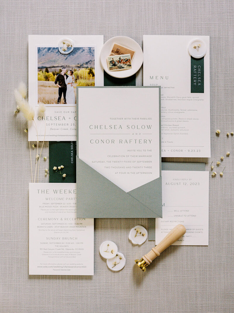 Modern Letterpress Pocket Invitation