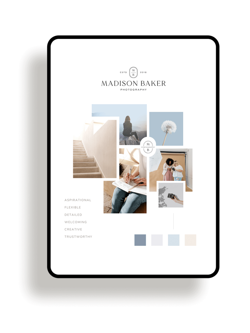 The Dreamer Brand Kit with logo, moodboard, color palette, social media templates and icons