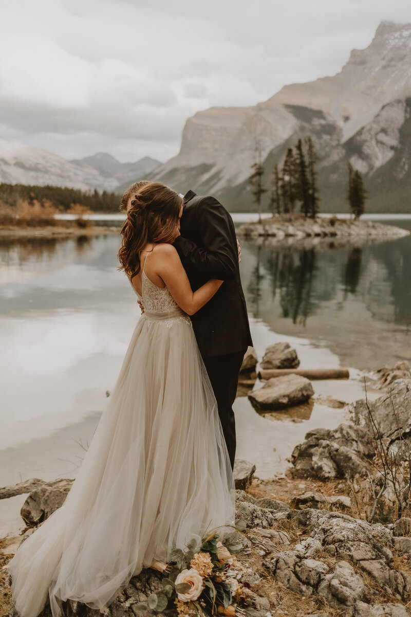 Couple in banff sharing a moment