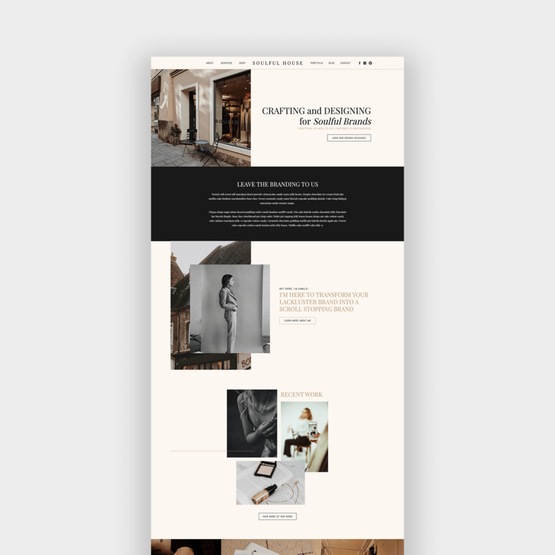 Showit website template designed for service providers