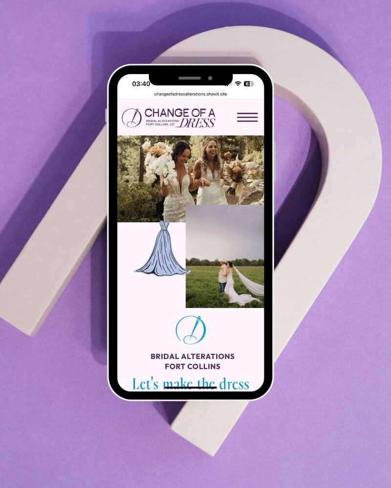 custom Showit website design fora Change of a Dress, a seamstress in Fort Collins, Colorado
