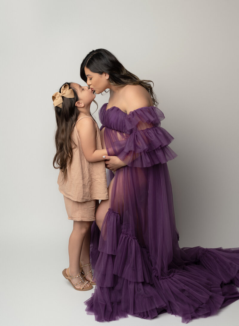 purple tulle maternity dress