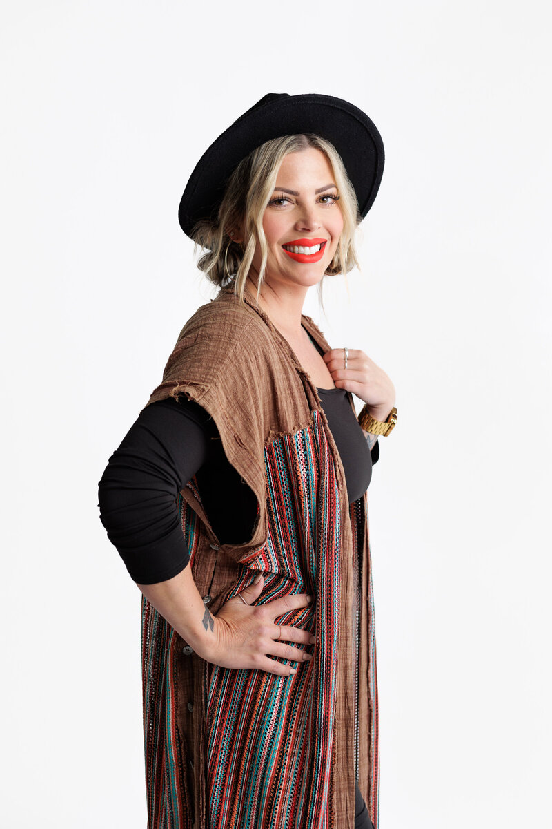 In-studio headshot of hair stylist brand photography in Portland Oregon
