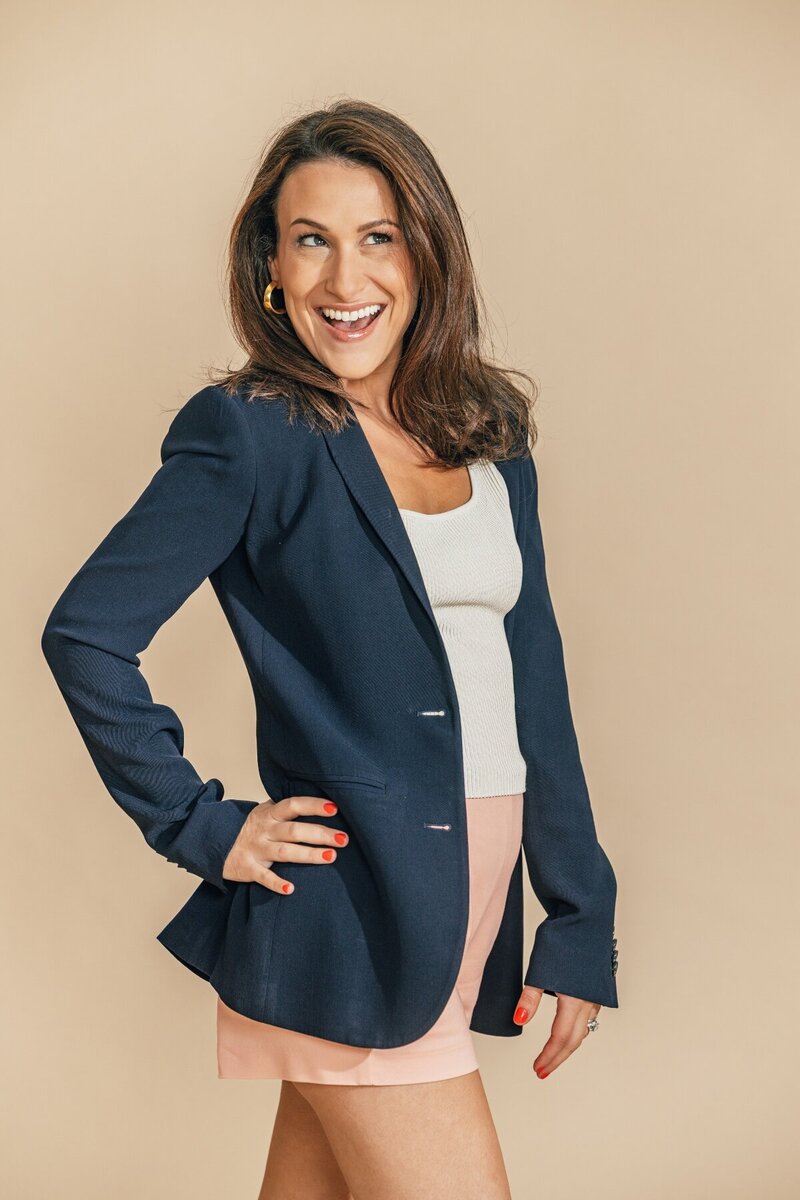 Julia Korn Blue Jacket Smiling