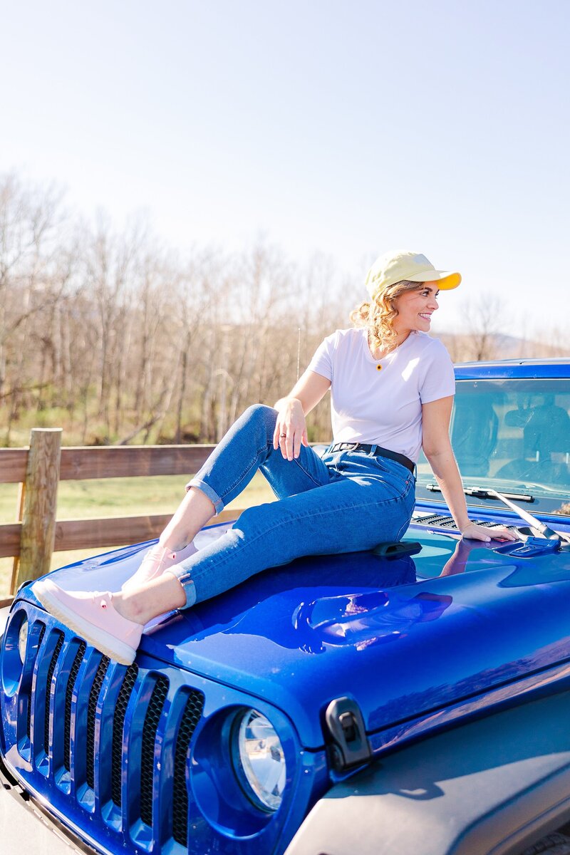 Senior graduation photos at Riverheads High School, VA, showcasing personal style and memorable moments in a scenic setting