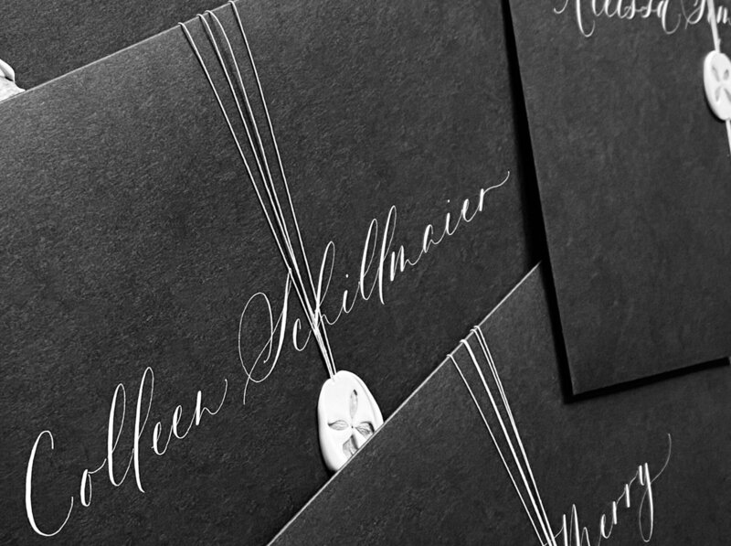 Elegant black Modern envelope with calligraphy