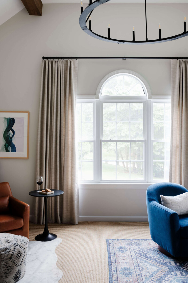 Auburn Project by Glass House Design Group | Complete home renovation including kitchen, family room, entry, dining room, and two bathrooms. Kitchen features beverage bar, built-in pantry, 3D white tile backsplash. Comprehensive New England interior design after two decades.