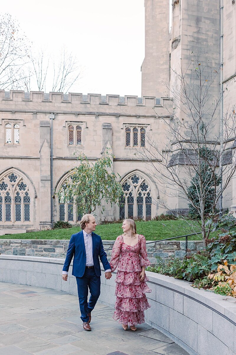 engagement-session-national-cathedral-washington-dc-couple-standing-in-front-of-national-cathedral