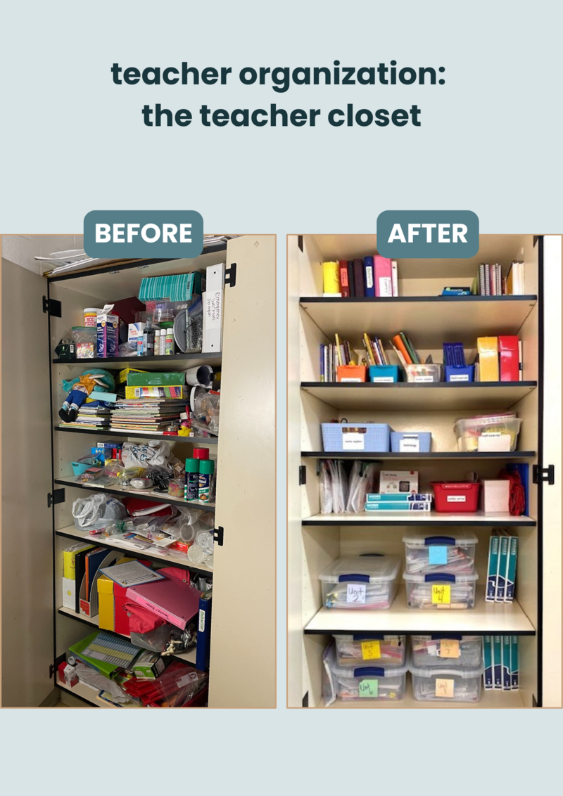 classroom organization for the teacher closet