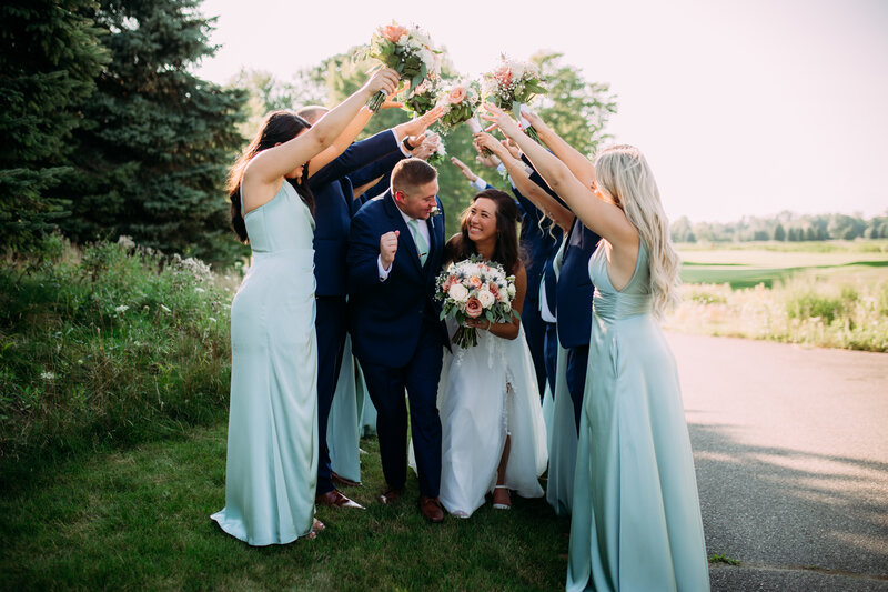Wedding bridal party photo session at Solitude Links Golf Course.