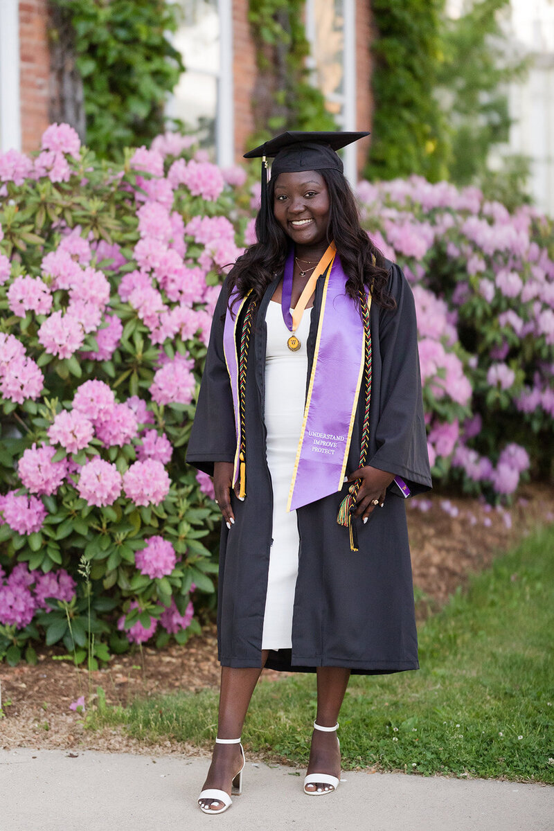 Williams College senior in cap and gown