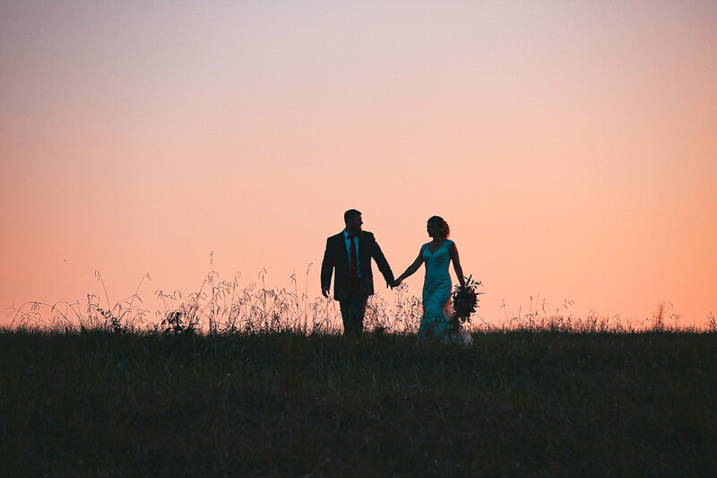 A bride and groom do golden hour portraits on their wedding day near Charlotte, North Carolina: Light Shifter Studios 
