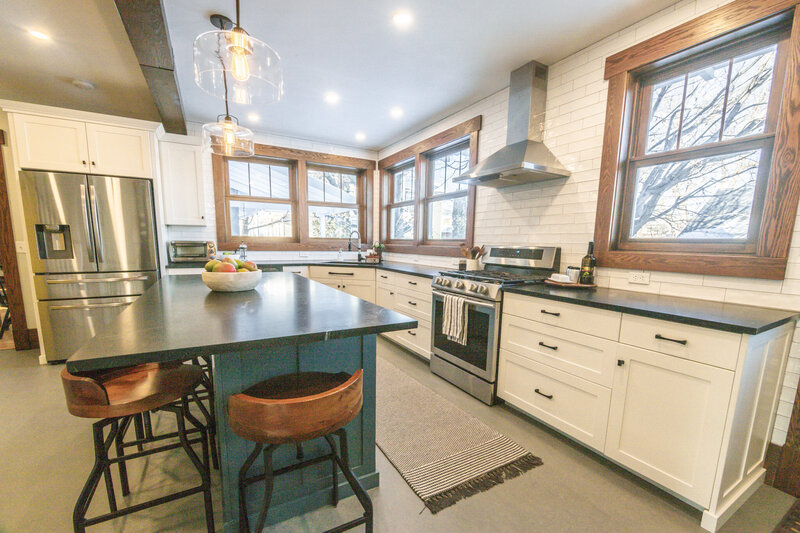 Clean craftsman kitchen and mudroom remodel