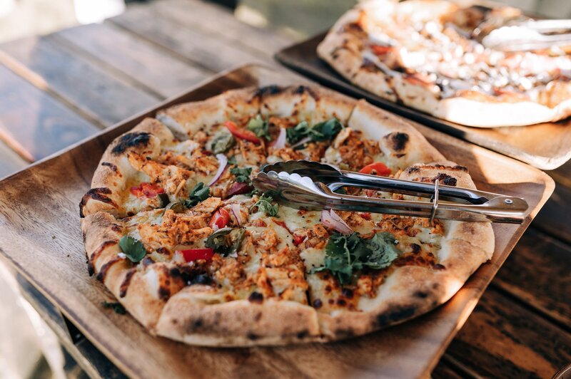 base food by fire pizza at a wedding event reception in christcchurch