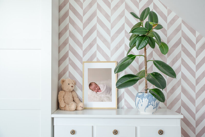 newborn photograph of a baby boy displayed in his kelowna bedroom