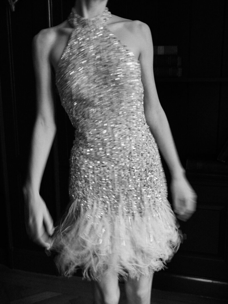 Black and white bridal flapper dress