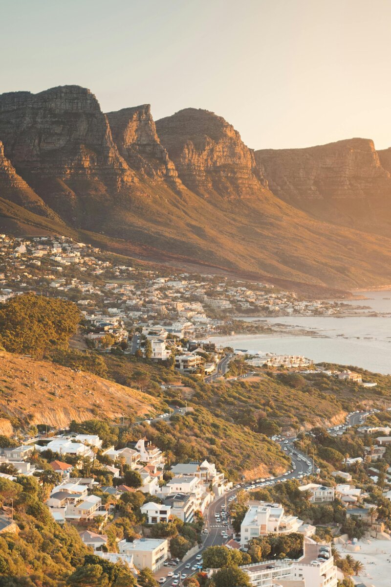 Sunset view over Cape Town and Table Mountain